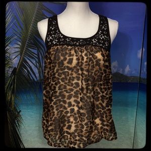 Sheer Leopard Pattern Tank Top